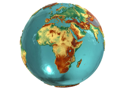 Eeath Water 3D Globe Natural Shaded Modèle 3D
