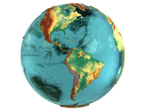 Eeath Water 3D Globe Natural Shaded Modèle 3D