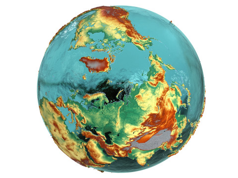Eeath Water 3D Globe Natural Shaded Modèle 3D