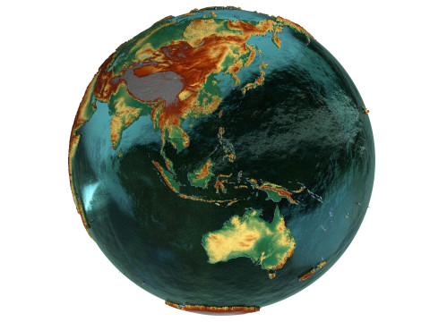 Eeath Water 3D Globe Natural Shaded Modèle 3D