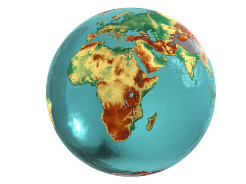Eeath Water 3D Globe Natural Shaded Modèle 3D