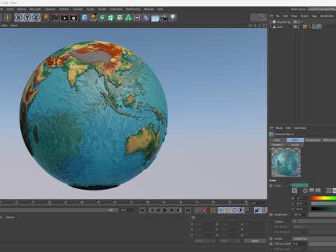 Eeath Water 3D Globe Natural Shaded Modèle 3D