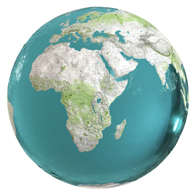 Earth Water 3D Globe Map 3D Model .c4d .max .obj .3ds .fbx .stl .blend 