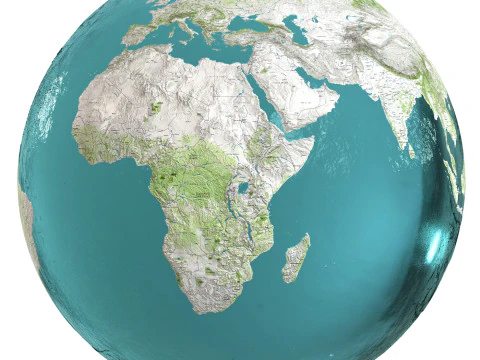 Mapa kuli ziemskiej 3D wody Model 3D