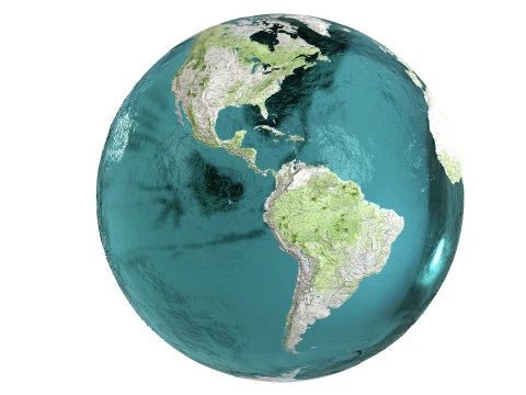 Earth Water 3D Globe Map 3D Model