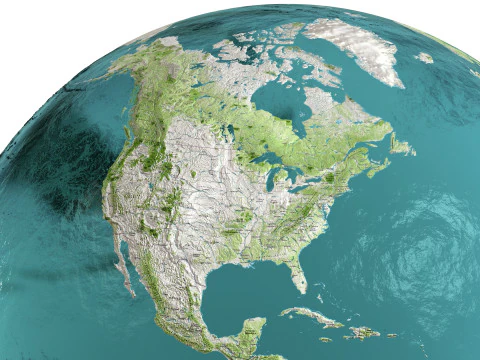 Earth Water 3D Globe Map 3D Model
