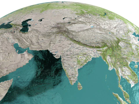 Earth Water 3D Globe Map 3D Model