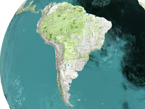 Earth Water 3D Globe Map Modelo 3D