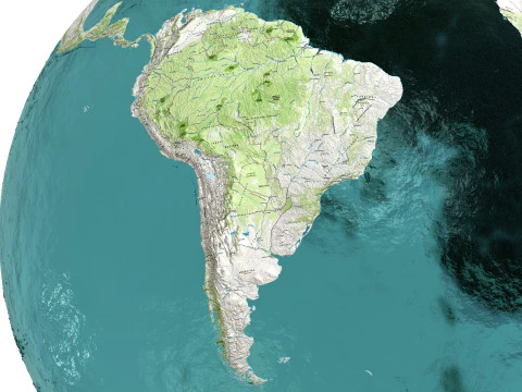 Earth Water 3D Globe Map 3D Model
