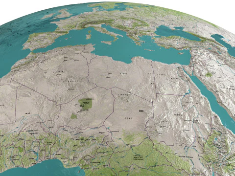 Earth Water 3D Globe Map 3D Model