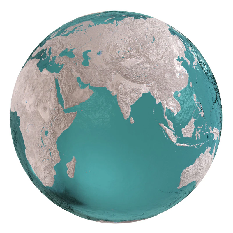Earth Water 3D Globe Clay Shaded 3D Model .c4d .max .obj .3ds .fbx .stl .blend 
