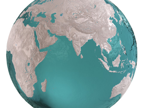 Earth Water 3D Globe Clay Shaded 3D Model