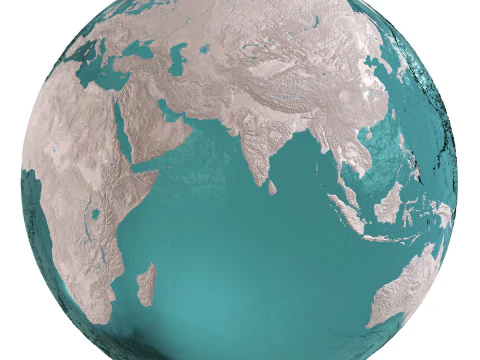 Ziemia Woda 3D Kula ziemska Cieniowana glina Model 3D