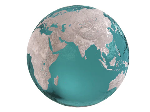 Earth Water 3D Globe Clay Shaded 3D Model