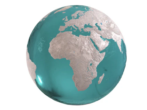 Earth Water 3D Globe Clay Shaded 3D Model