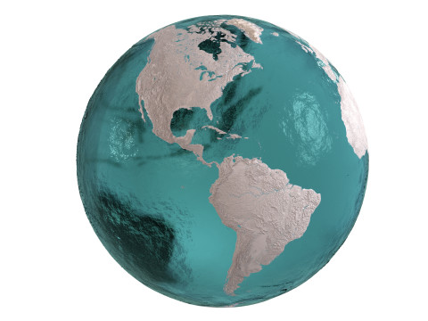 Earth Water 3D Globe Clay Shaded Modèle 3D
