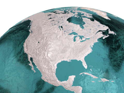 Earth Water 3D Globe Clay Shaded Modèle 3D