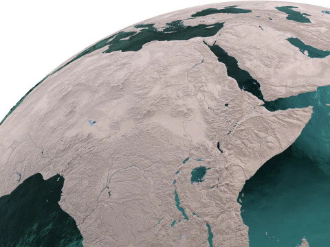 Earth Water 3D Globe Clay Shaded 3D Model