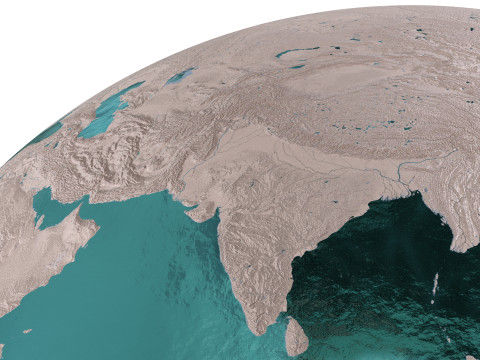 Earth Water 3D Globe Clay Shaded Modèle 3D