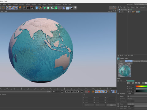 Earth Water 3D Globe Clay Shaded Modèle 3D