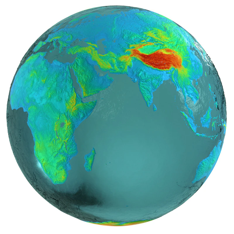 Earth Water 3D Globe Heightmap Shade 3D Model .c4d .max .obj .3ds .fbx .stl .blend