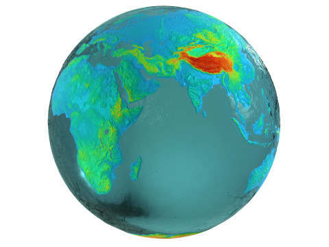 Earth Water 3D Globe Heightmap Shade 3D Model
