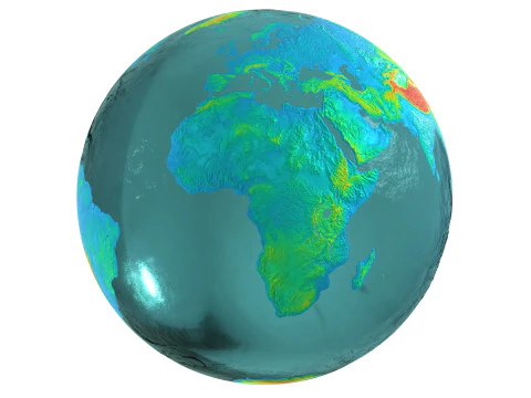 Earth Water 3D Globe Heightmap Shade 3D Model