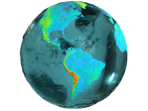 Earth Water 3D Globe Heightmap Shade 3D Model