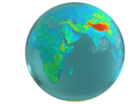 Earth Water 3D Globe Heightmap Shade 3D Model
