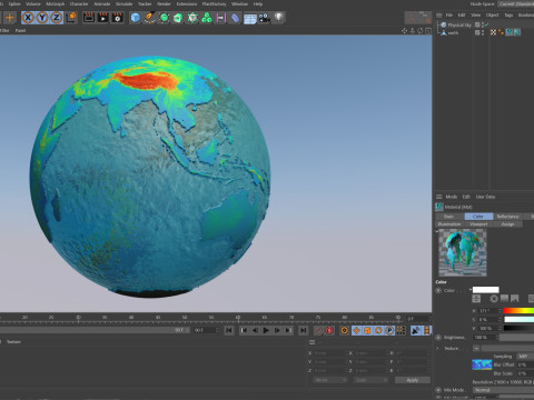 Earth Water 3D Globe Heightmap Shade 3D Model