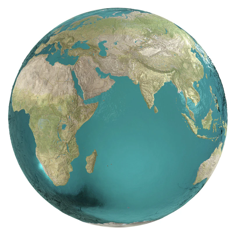 Earth Water 3D Globe Geographic 3D Model .c4d .max .obj .3ds .fbx .stl .blend
