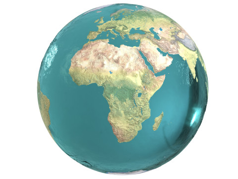 Earth Water 3D Globe Physical Modello 3D