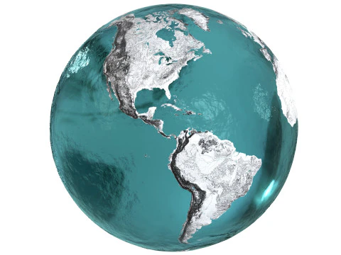Earth Water 3D Globe Contours 3D Model