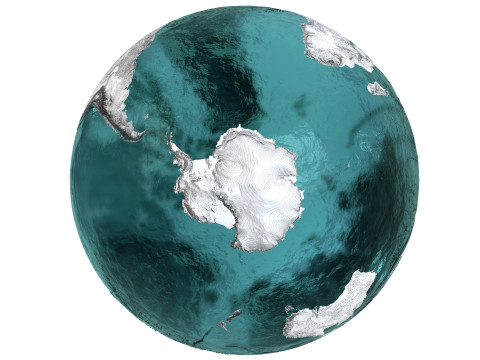 Earth Water 3D Globe Contours 3D Модель