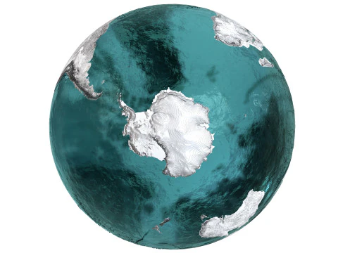 Earth Water 3D Globe Contours 3D Model