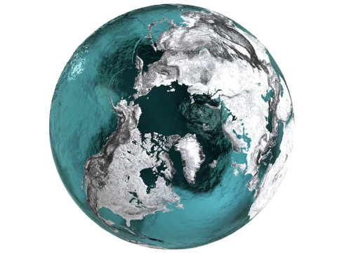 Earth Water 3D Globe Contours 3D Model