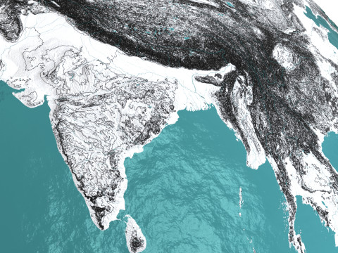 Earth Water 3D Globe Contours 3D Модель