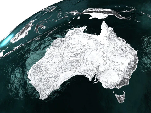 Earth Water 3D Globe Contours 3D Model
