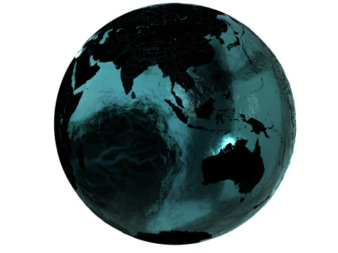 Earth Water 3D Globe Contours 3D Model