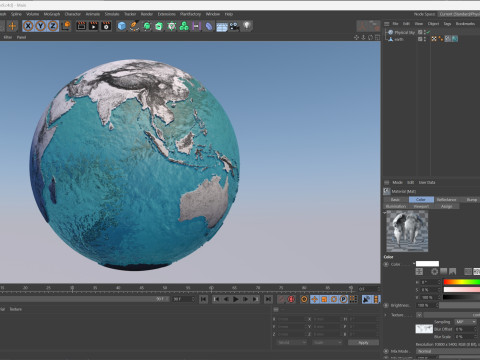 Earth Water 3D Globe Contours 3D Модель