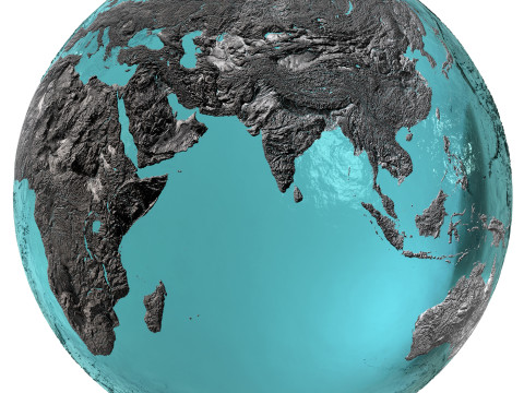 Earth Water 3D Globe Hillshade 3D Model