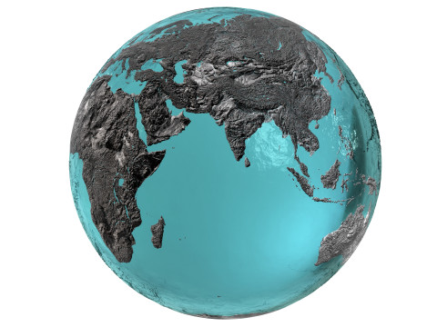 Earth Water 3D Globe Hillshade 3D Model