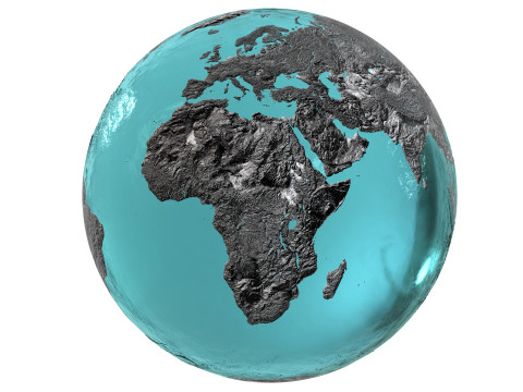 Earth Water 3D Globe Hillshade 3D Model