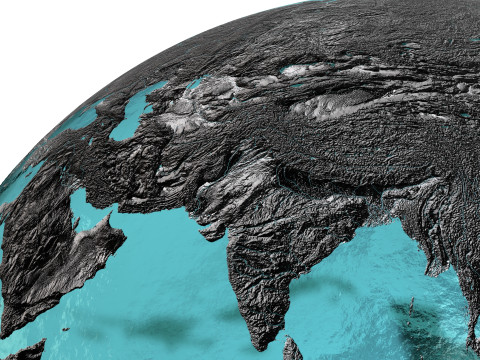Earth Water 3D Globe Hillshade 3D Model