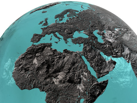 Earth Water 3D Globe Hillshade 3D Model