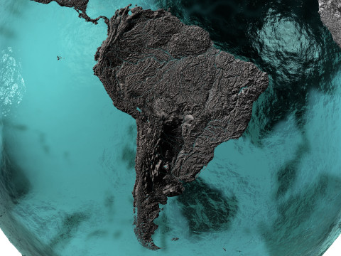 Earth Water 3D Globe Hillshade 3D Model