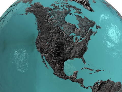 Earth Water 3D Globe Hillshade 3D Model