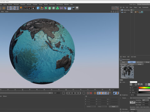Earth Water 3D Globe Hillshade 3D Model