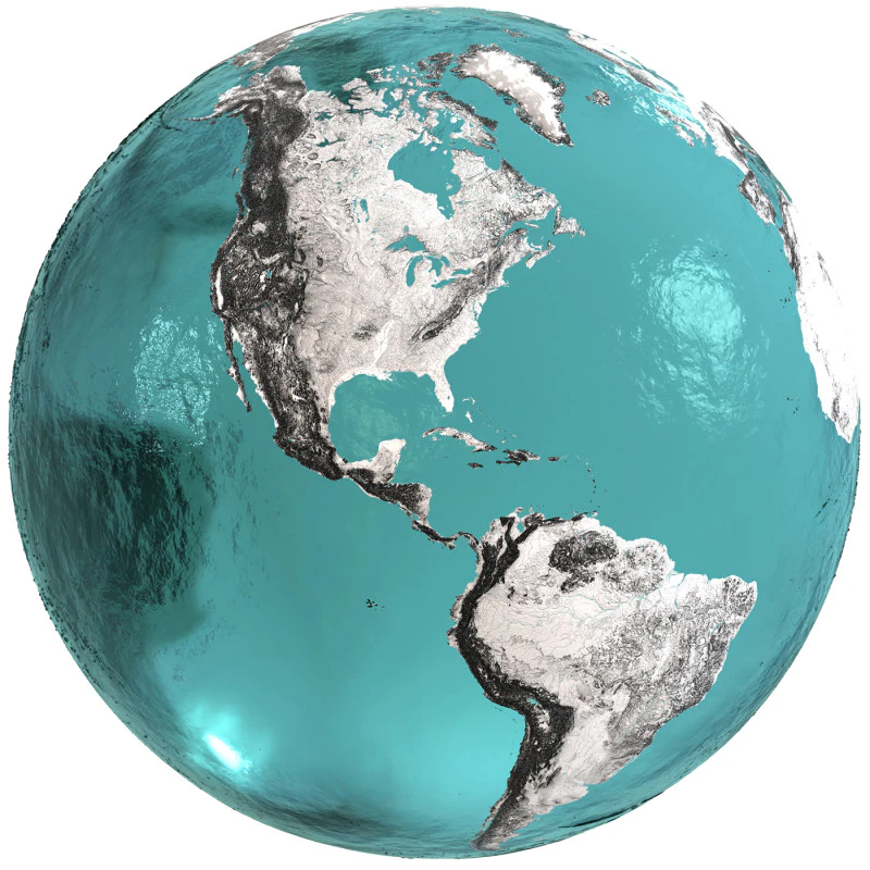 Earth Water 3D Globe Contours Full 3D Model .c4d .max .obj .3ds .fbx .stl .blend