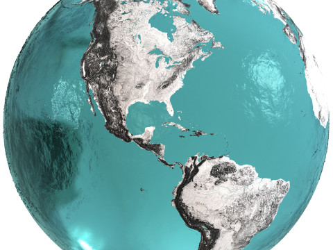 Earth Water 3D Globe Contours Full 3D Model
